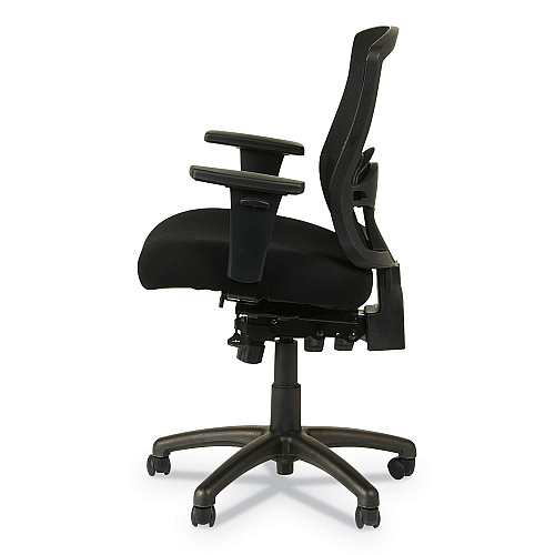 Alera Etros Series Mesh Mid-Back Petite Multifunction Chair, Supports Up to 275 lb, 17.16" to 20.86" Seat Height, Black (ALEET4017)
