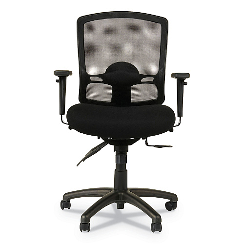 Alera Etros Series Mesh Mid-Back Petite Multifunction Chair, Supports Up to 275 lb, 17.16" to 20.86" Seat Height, Black (ALEET4017)