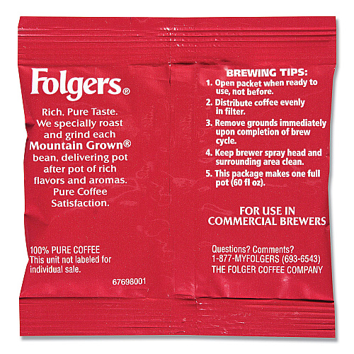 Folgers Ground Coffee, Fraction Packs, Special Roast, 0.8 oz,  42/Carton (06897)