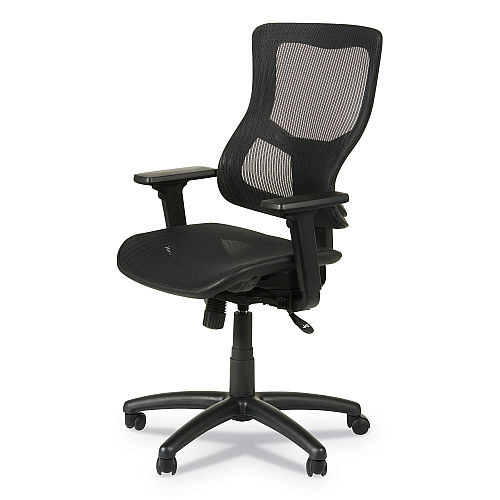 Alera Elusion II Series Suspension Mesh Mid-Back Synchro Seat Slide Chair, Supports 275 lb, 16.34" to 20.35" Seat, Black (ALEELT4218S)