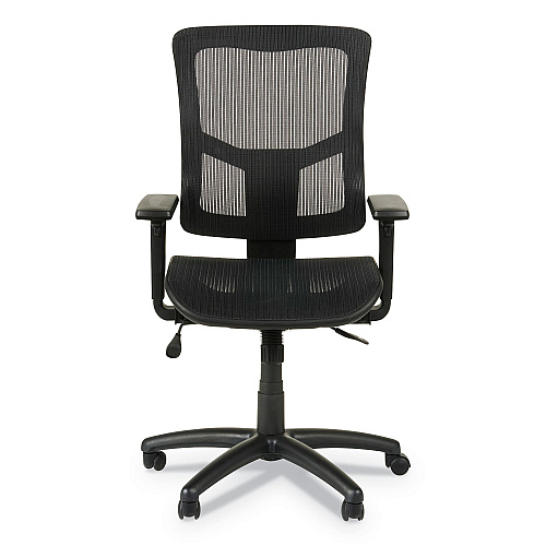 Alera Elusion II Series Suspension Mesh Mid-Back Synchro Seat Slide Chair, Supports 275 lb, 16.34" to 20.35" Seat, Black (ALEELT4218S)
