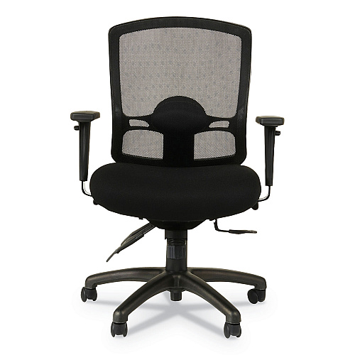 Alera Etros Series Mesh Mid-Back Petite Multifunction Chair, Supports Up to 275 lb, 17.16" to 20.86" Seat Height, Black (ALEET4017)