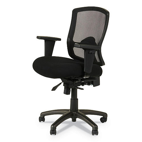 Alera Etros Series Mesh Mid-Back Petite Multifunction Chair, Supports Up to 275 lb, 17.16" to 20.86" Seat Height, Black (ALEET4017)