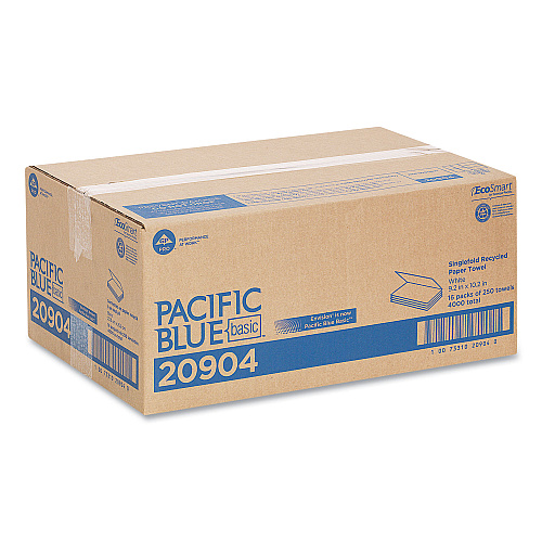 Pacific Blue&reg; Single Fold Paper Towels, 1-Ply, White, 4000 Towels (20904)