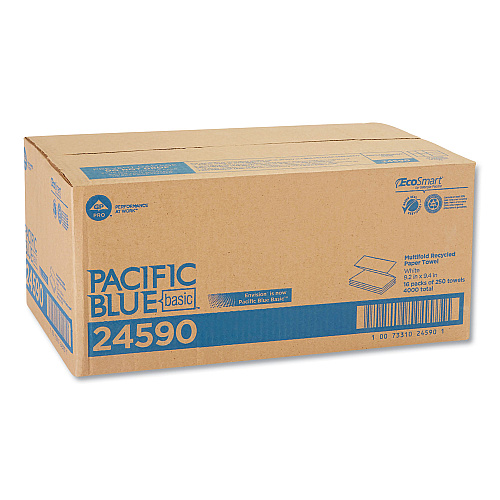Pacific Blue&reg; Multifold Paper Towels, 1-Ply, White, 4000 Towels (24590)