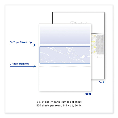 DocuGard Standard Security Check, 11 Features, 8.5 x 11, Blue Marble Middle, 500/Ream (04509)