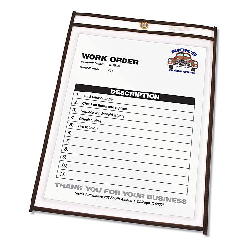 C-Line Shop Ticket Holders, Stitched, Both Sides Clear, 50 Sheets, 8.5 x 11, 25/Box (46911)