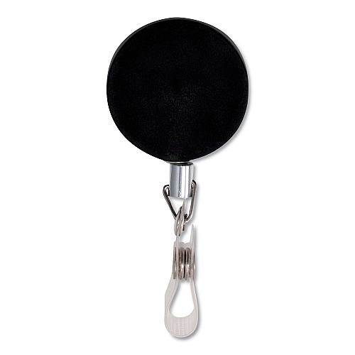 Advantus Premier Heavy-Duty Retractable ID Card Reel, 24" Extension, Black/Silver, 12/Box (75406)