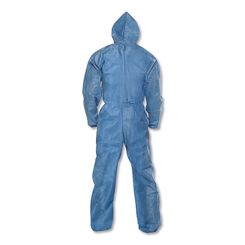 KleenGuard A20 Elastic Back Wrist/Ankle Hooded Coveralls, Large, Blue, 24/Carton (58513)