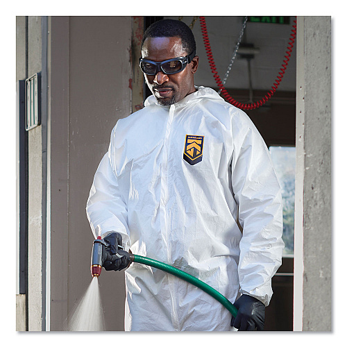 KleenGuard A40 Elastic-Cuff, Ankle, Hooded Coveralls, 3X-Large, White, 25/Carton (44326)