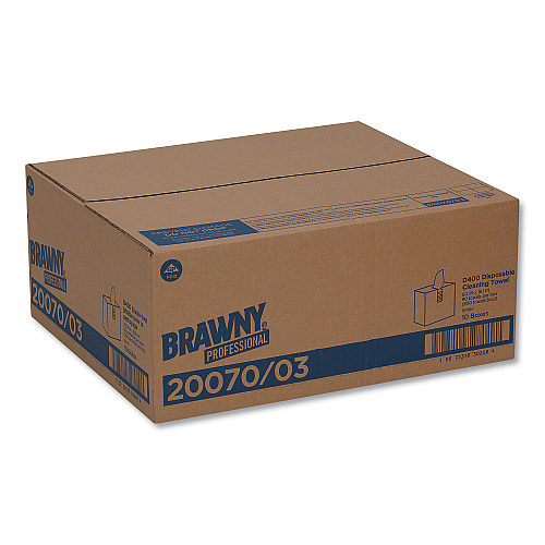 Brawny Medium Duty Premium DRC Wipers, 1-Ply, 9.25 x 16.3, Unscented, White, 90 Wipes/Box, 10 Boxes/Carton (2007003CT)