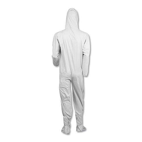 KleenGuard A40 Elastic-Cuff, Ankle, Hood and Boot Coveralls, 4X-Large, White, 25/Carton (44337)