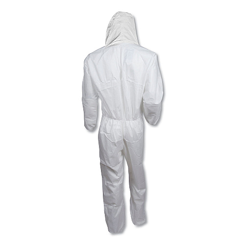 KleenGuard A30 Elastic-Back and Cuff Hooded Coveralls, 2X-Large, White, 25/Carton (46115)