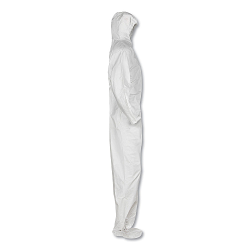 KleenGuard A20 Elastic Back and Ankle Hood and Boot Coveralls, X-Large, White, 24/Carton (49124)