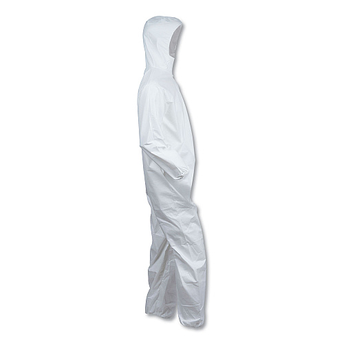 KleenGuard A40 Elastic-Cuff and Ankle Hooded Coveralls, 4X-Large, White, 25/Carton (44327)