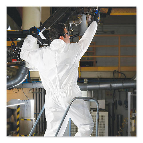 KleenGuard A20 Elastic Back and Ankle Hood and Boot Coveralls, X-Large, White, 24/Carton (49124)