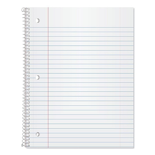 Oxford Coil-Lock Wirebound Notebooks, 3-Hole Punched, 1-Subject, Wide/Legal Rule, Randomly Assorted Covers, (70) 10.5 x 8 Sheets (65000)