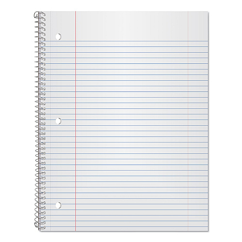 Oxford Coil-Lock Wirebound Notebook, 3-Hole Punched, 1-Subject, Medium/College Rule, Randomly Assorted Covers, (100) 11 x 8.5 Sheets (65161)