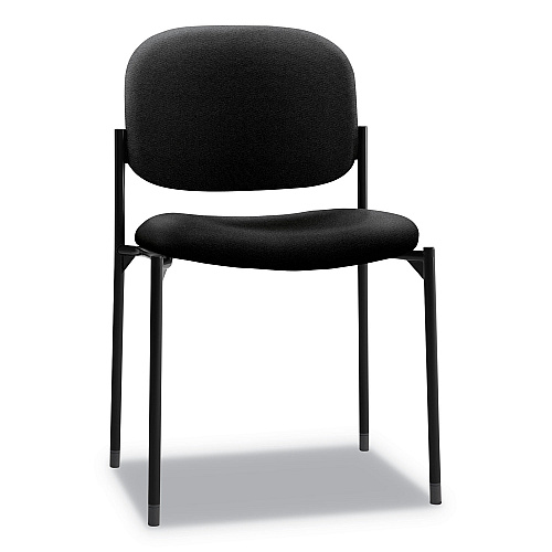 HON VL606 Stacking Guest Chair without Arms, Fabric Upholstery, 21.25" x 21" x 32.75", Black Seat, Black Back, Black Base (VL606VA10)