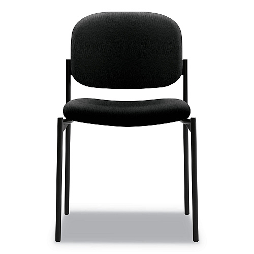 HON VL606 Stacking Guest Chair without Arms, Fabric Upholstery, 21.25" x 21" x 32.75", Black Seat, Black Back, Black Base (VL606VA10)
