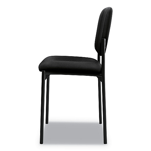 HON VL606 Stacking Guest Chair without Arms, Fabric Upholstery, 21.25" x 21" x 32.75", Black Seat, Black Back, Black Base (VL606VA10)