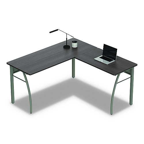 Linea Italia Trento Line L-Shaped Desk, 59.13" x 59.13" x 29.5", Mocha/Gray (TR737MOC)