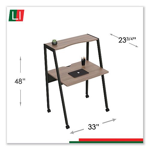 Linea Italia Kompass Flexible Home/Office Desk, 33" x 23.75" x 48", Natural Walnut (SH764NW)