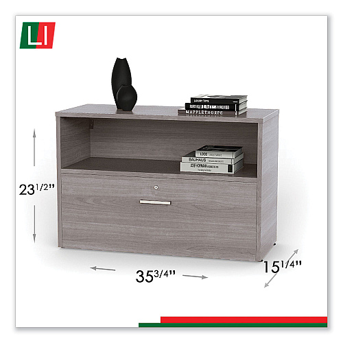 Linea Italia Urban 36" Credenza, Bottom Pedestal, 35.25w x 15.25d x 23.75h, Ash (UR604ASH)