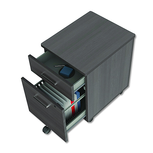 Linea Italia Trento Line Mobile Pedestal File, Left or Right, 2-Drawers: Box/File, Legal/Letter, Mocha, 16.5" x 19.75" x 23.63" (TR752MOC)