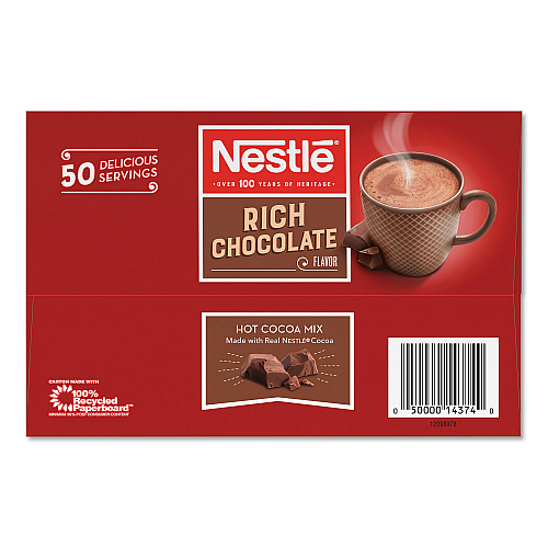 Nestle Hot Cocoa Mix, Rich Chocolate, 0.71 oz Packets, 50/Box, 6 Box/Carton (25485CT)
