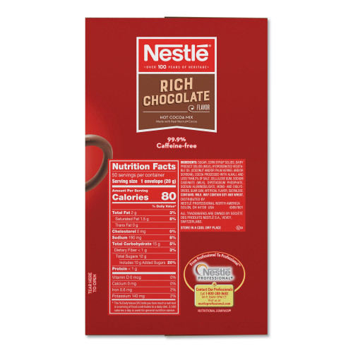 Nestle Hot Cocoa Mix, Rich Chocolate, 0.71 oz Packets, 50/Box, 6