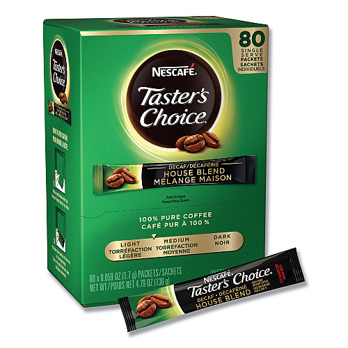 Nescaf Taster's Choice Stick Pack, Decaf, 0.06oz, 80/Box (66488)