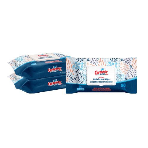 Certainty Plus Disinfectant Wipes Flat Pack, 8”x6”, 80 Wipes/flat Pack - Case Of 12 Packs (91280)