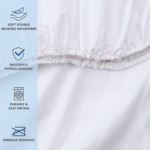 Host & Home Microfiber Fitted Sheets Twin Xl - White W/ Org Hem - Pack Of 6 (P-MFS-398012)