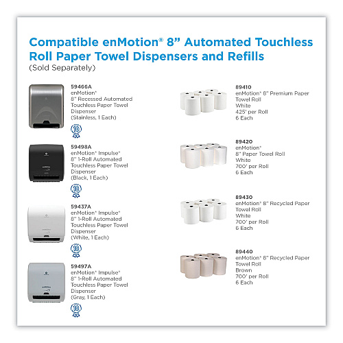 Georgia Pacific Professional Paper Towels, 1-Ply, 8.25" x 700 ft, White, 6 Rolls/Carton (89420)