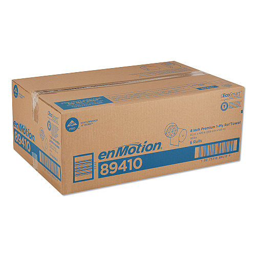 Georgia Pacific Professional EnMotion Paper Towels, 1-Ply, 8.25" x 420 ft, White, 6 Rolls/Carton (89410)