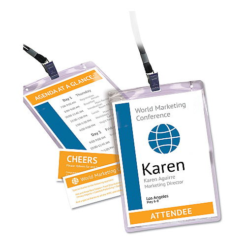 Avery Lanyard-Style Badge Holder w/Laser/Inkjet Inserts, Top Load, 4.25 x 6, WE, 25/PK (8520)