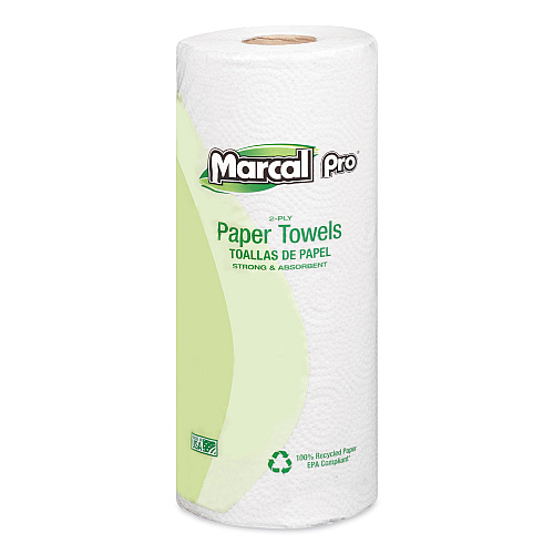 Marcal PRO 100% Premium Recycled Perforated Kitchen Roll Towels, 2-Ply, 11 x 9, White, 70/Roll, 15 Rolls/Carton (610)