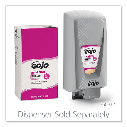 GOJO RICH PINK Antibacterial Lotion Soap Refill, Floral Scent, 5,000 mL, 2/Carton (7520)