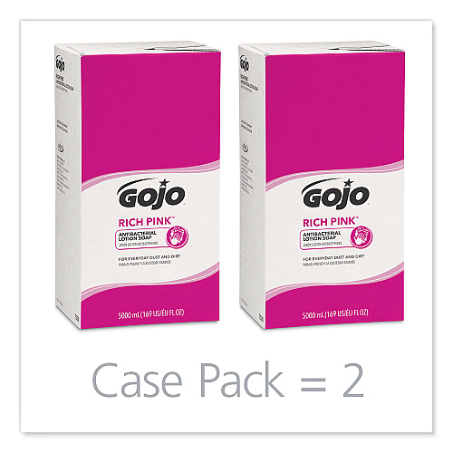 GOJO RICH PINK Antibacterial Lotion Soap Refill, Floral Scent, 5,000 mL, 2/Carton (7520)