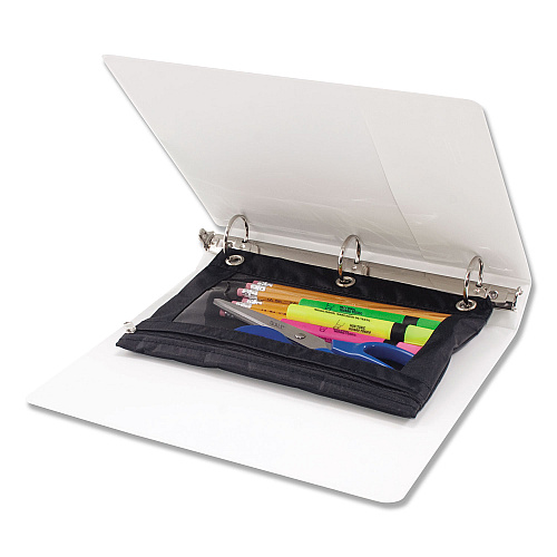 Advantus Binder Pencil Pouch, 10 x 7.38, Black/Clear (67024)