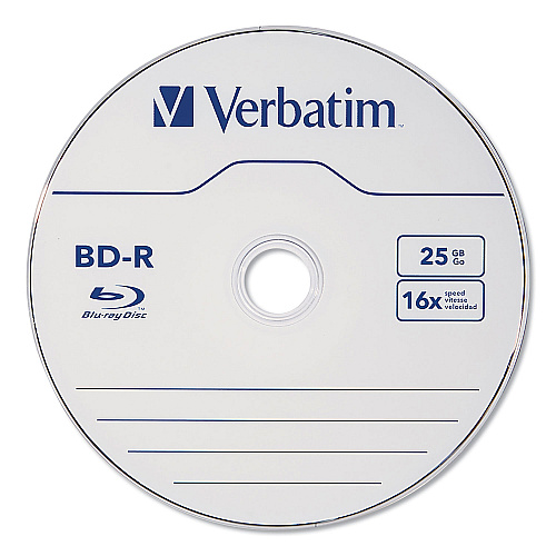 Verbatim BD-R Blu-Ray Disc, 25 GB, 16x, White, 10/Pack (97238)