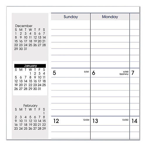 AT-A-GLANCE DayMinder Monthly Planner, Ruled Blocks, 12" x 8", Black Cover, 14-Month: Dec 2025 to Jan 2027 (G47000)