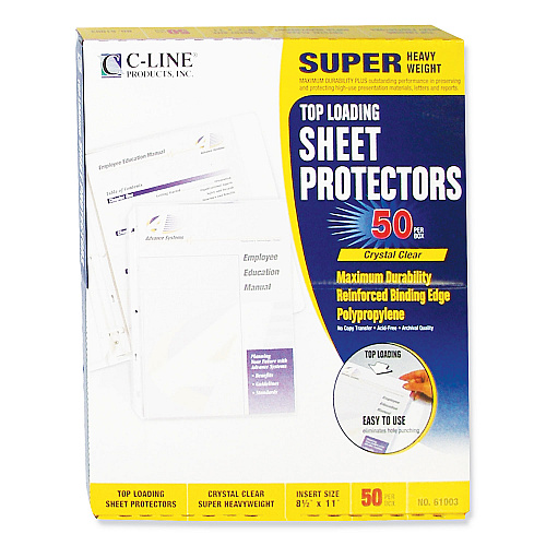 C-Line Super Heavyweight Polypropylene Sheet Protectors, Clear, 2", 11 x 8.5, 50/BX (61003)