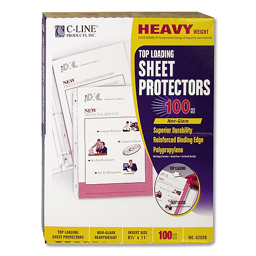C-Line Heavyweight Polypropylene Sheet Protectors, Non-Glare, 2", 11 x 8.5, 100/Box (62028)