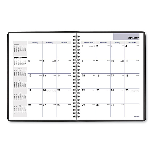 AT-A-GLANCE DayMinder Monthly Planner with Notes Column, Ruled Blocks, 8.75 x 7, Black Cover, 12-Month (Jan to Dec): 2026 (G40000)