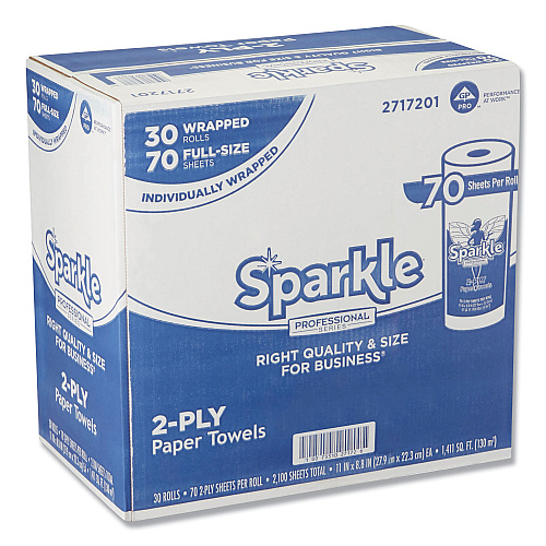 Sparkle&reg; Professional Kitchen Paper Towels, 2-Ply, 11 x 8.8, White, 70 Sheet Rolls, 30 Rolls (2717201)