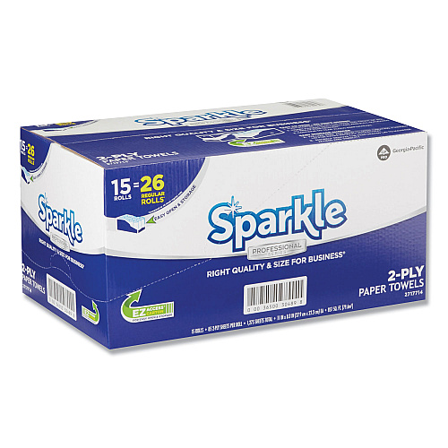Georgia Pacific Professional Sparkle ps Premium Perforated Paper Kitchen Towel Roll, 2-Ply, 11 x 8.8, White, 85/Roll, 15 Rolls/Carton (2717714)