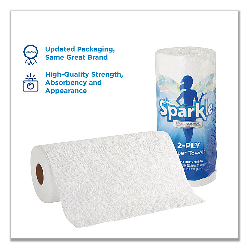 Sparkle&reg; Professional Kitchen Paper Towels, 2-Ply, 11 x 8.8, White, 70 Sheet Rolls, 30 Rolls (2717201)