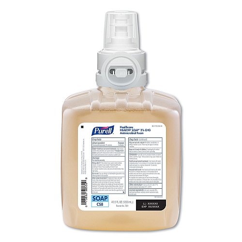 PURELL Healthy Soap 2.0% CHG Antimicrobial Foam Refill for CS8 Dispensers, Fragrance-Free, 1,200 mL, 2/Carton (788102)